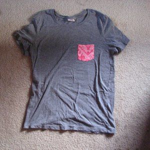 Grey T-shirt with Pink Pocket! Brand: Pink